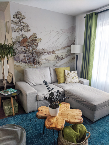 Neutral Landscape Wallpaper Mural – Riverbend Valley