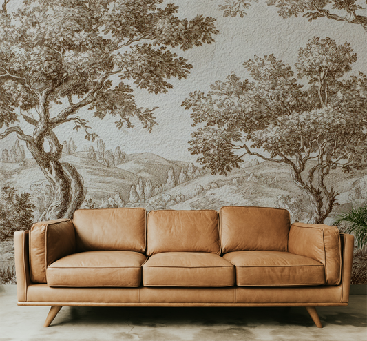 French Toile peel and stick wallpaper mural