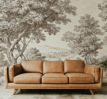 Countryside Toile Wallpaper Mural