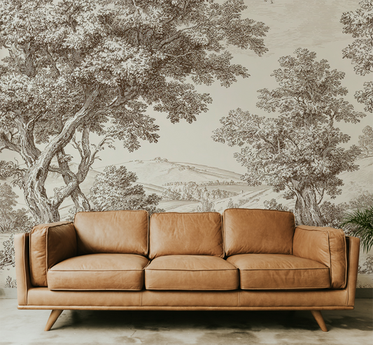 Countryside Toile Wallpaper Mural