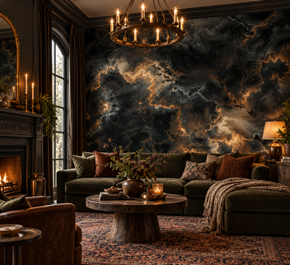 Cosmos – Black and Gold Galaxy Wallpaper Mural