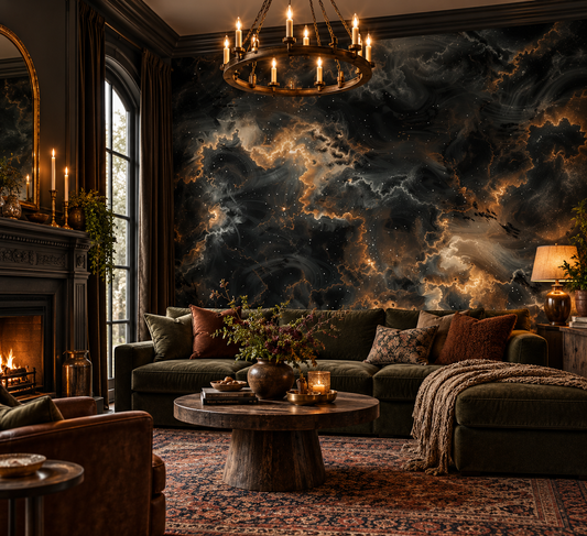 Cosmos – Black and Gold Galaxy Wallpaper Mural