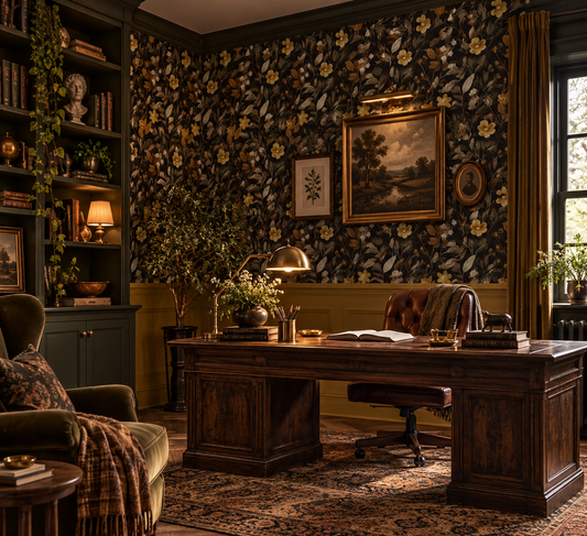 Emberwood Bloom - Dark Moody Floral Wallpaper
