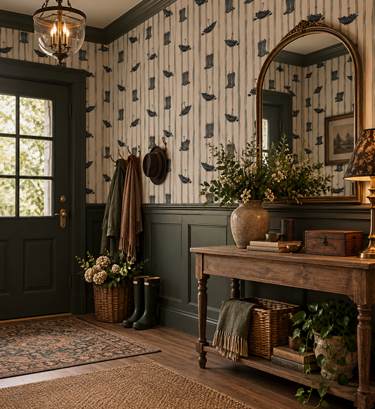 Dance in the Rain – Whimsical Country Wallpaper