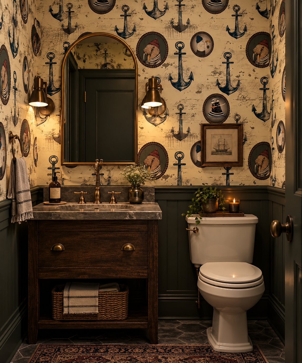 Vintage Nautical Wallpaper – Coastal Anchor & Maritime Pattern