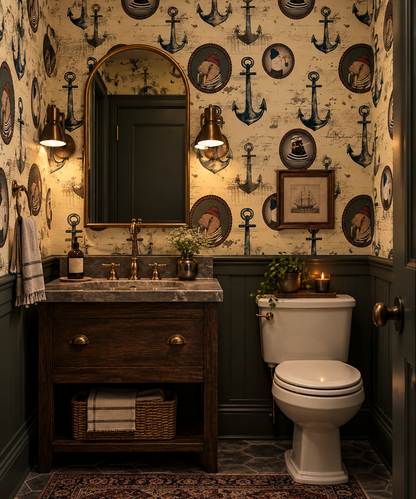 Vintage Nautical Wallpaper – Coastal Anchor & Maritime Pattern