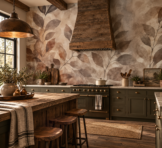 Neutral Botanical Wallpaper – Linen & Earth Tone Wall Mural