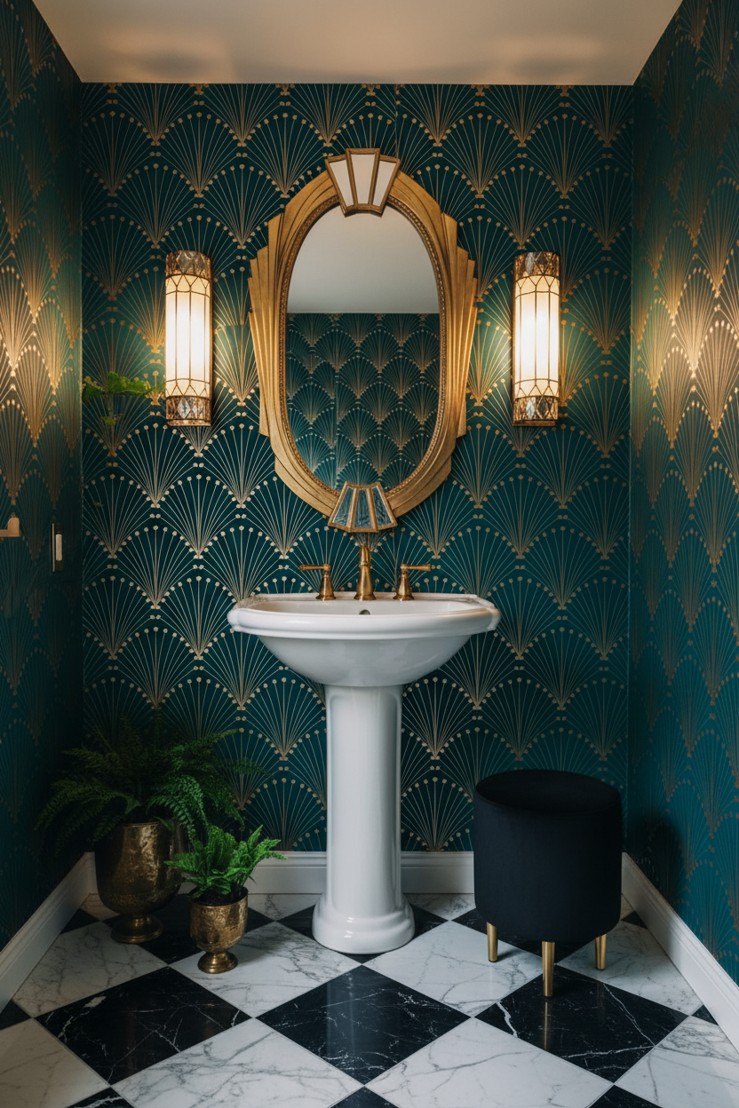 Art Deco Fan Powder Room Mockup