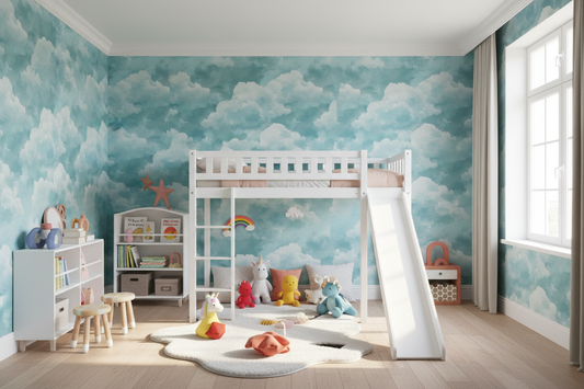 Cloud Wallpaper Blue Sky Kids Room Mockup
