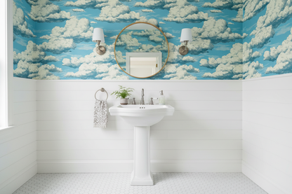 Cloud Wallpaper Powder Room v2