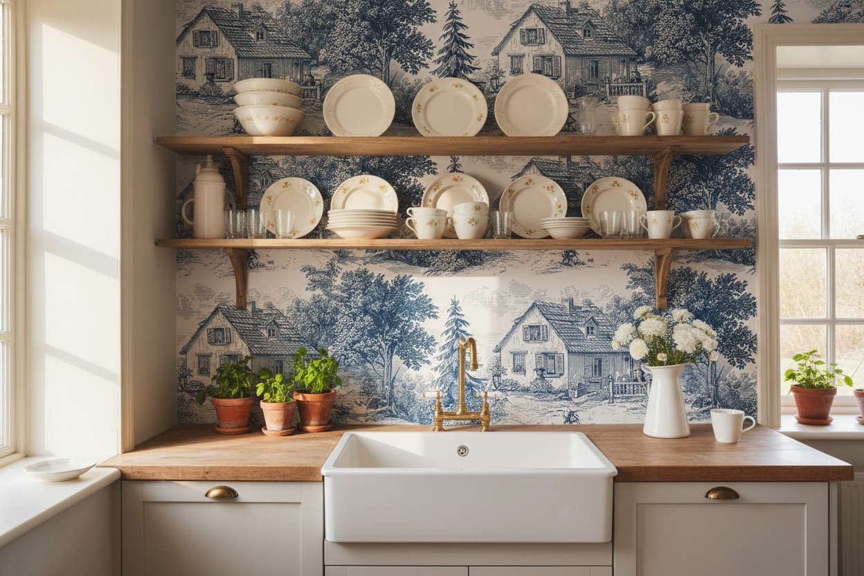 Countryside Toile De Jouy - Kitchen Mockup