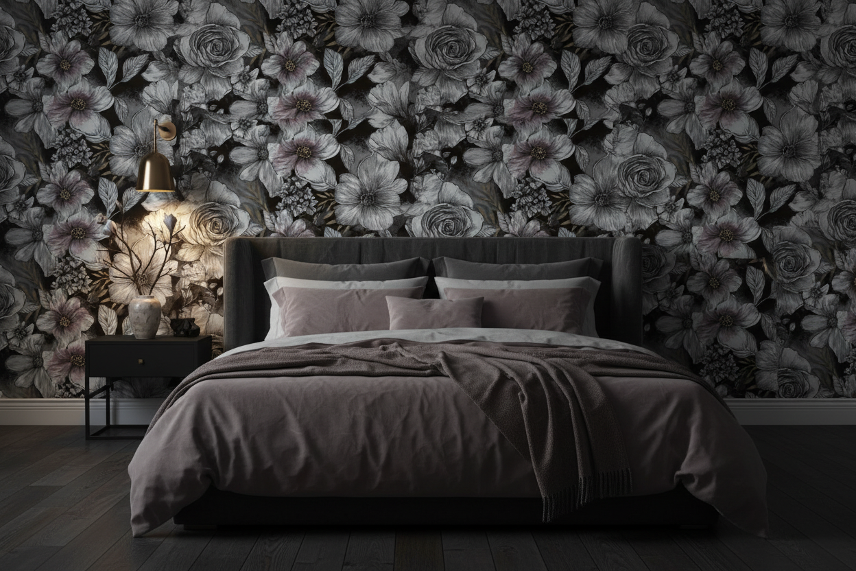 Faded Magnolias Bedroom Mockup