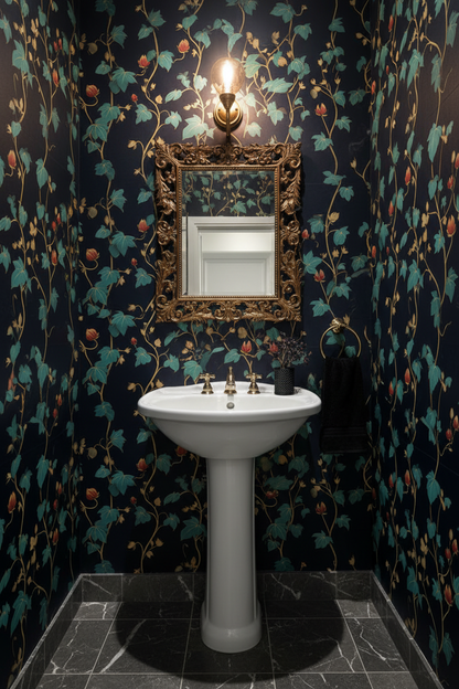 Folkloric Vines Powder Room Mockup