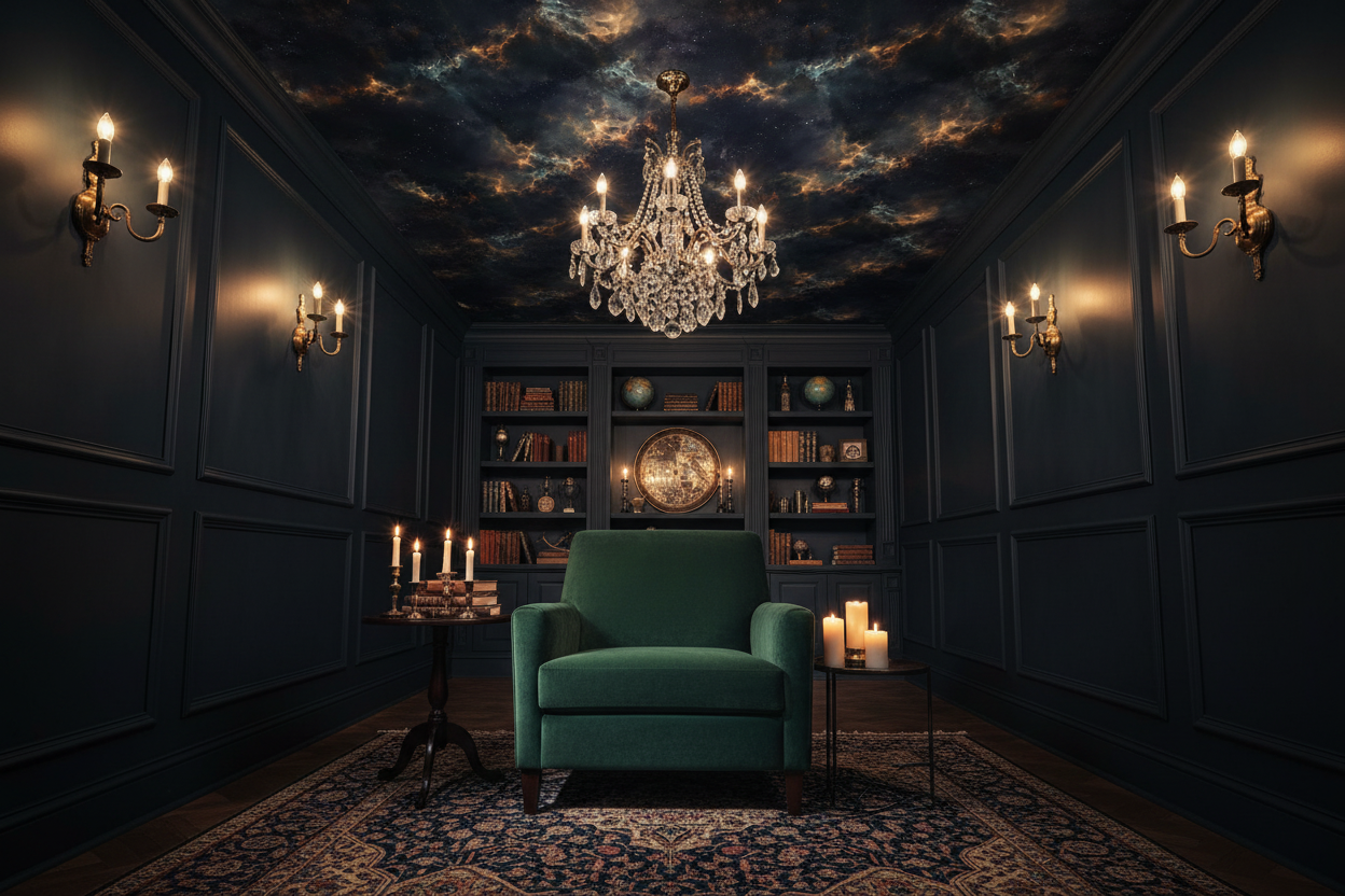 Meet Me in Outer Space Ceiling Wallpaper Mockup