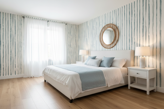 Striped Wallpaper Bedroom Mockup v2