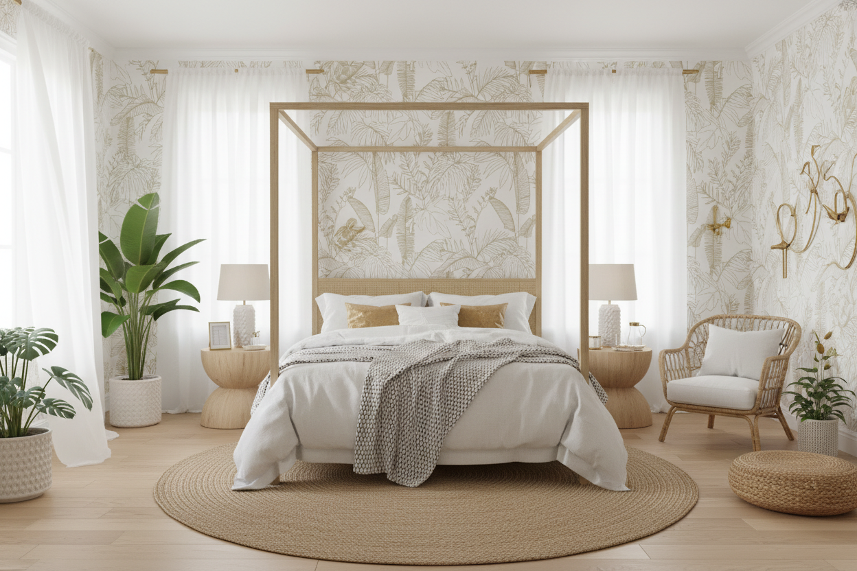 Tropical Island Bedroom Mockup