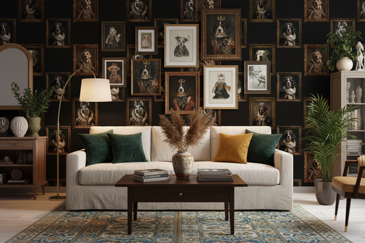 Victorian Dog Portrait Living Room Mockup