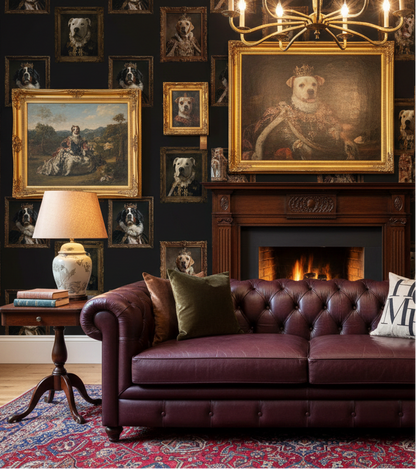 Victorian Dog Portrait Sitting Room Mockup