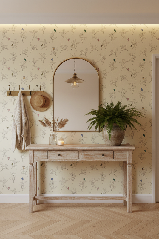 Vintage Beetle Wallpaper – Entryway Mockup