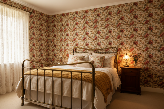 Warm Cottage Rose Bedroom Mockup