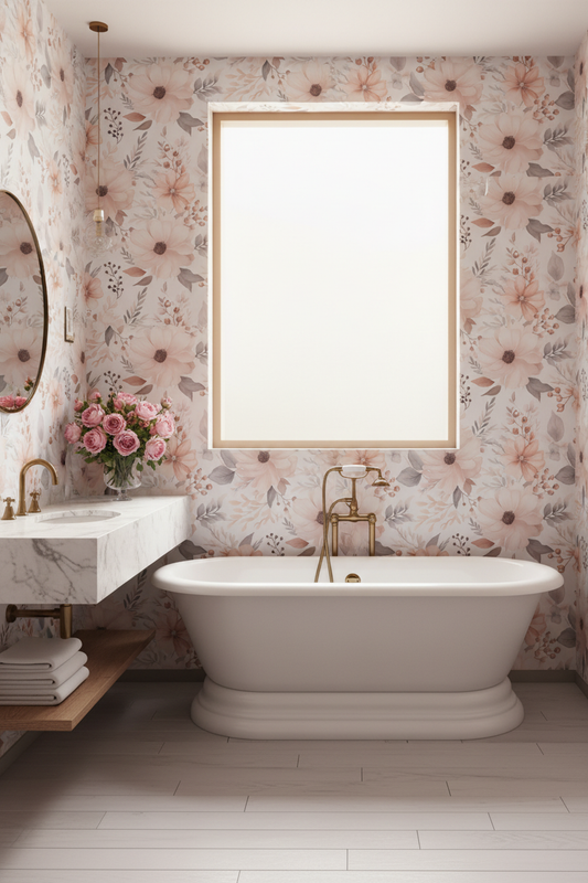 Watercolor Garden Bathroom Mockup
