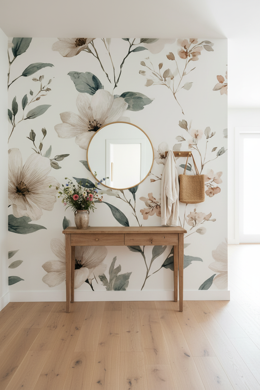 Wildflower Mural Hallway Mockup