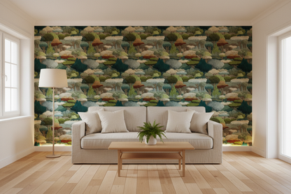 Woodland Forest Mural Full Wall Mockup
